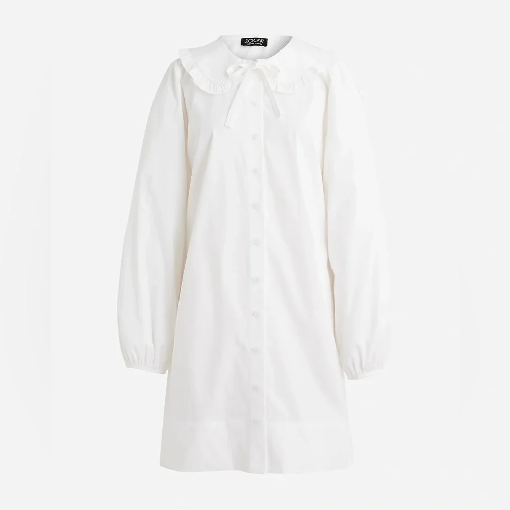 J.Crew Ruffle-collar mini shirtdress in cotton poplin BS809